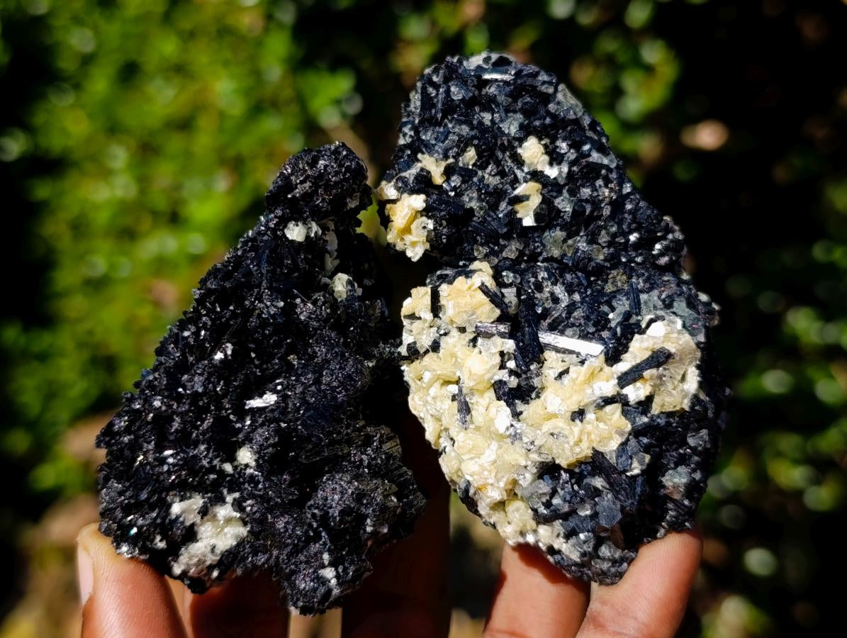 Natural Schorl Black Tourmaline with Muscovite Mica Specimens x 6 From Erongo, Namibia - Toprock Gemstones and Minerals 