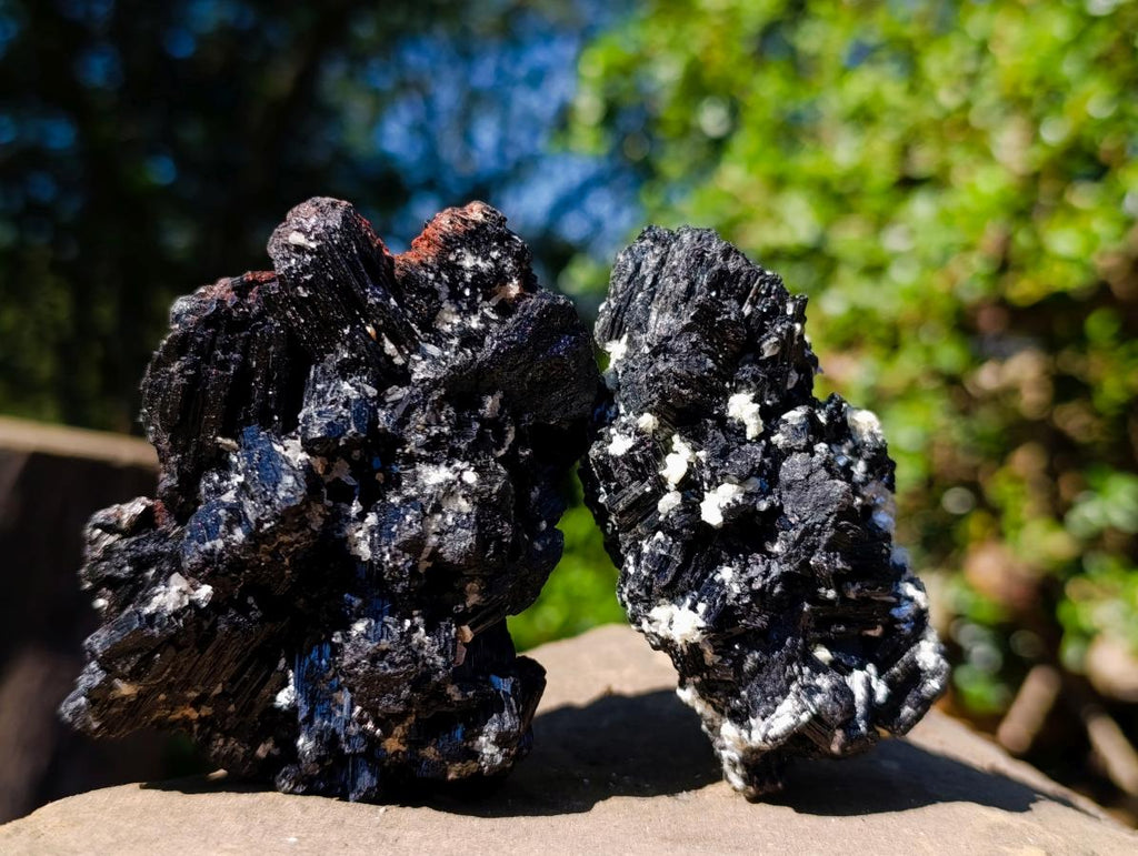 Natural Schorl Black Tourmaline with Muscovite Mica Specimens x 6 From Erongo, Namibia - Toprock Gemstones and Minerals 