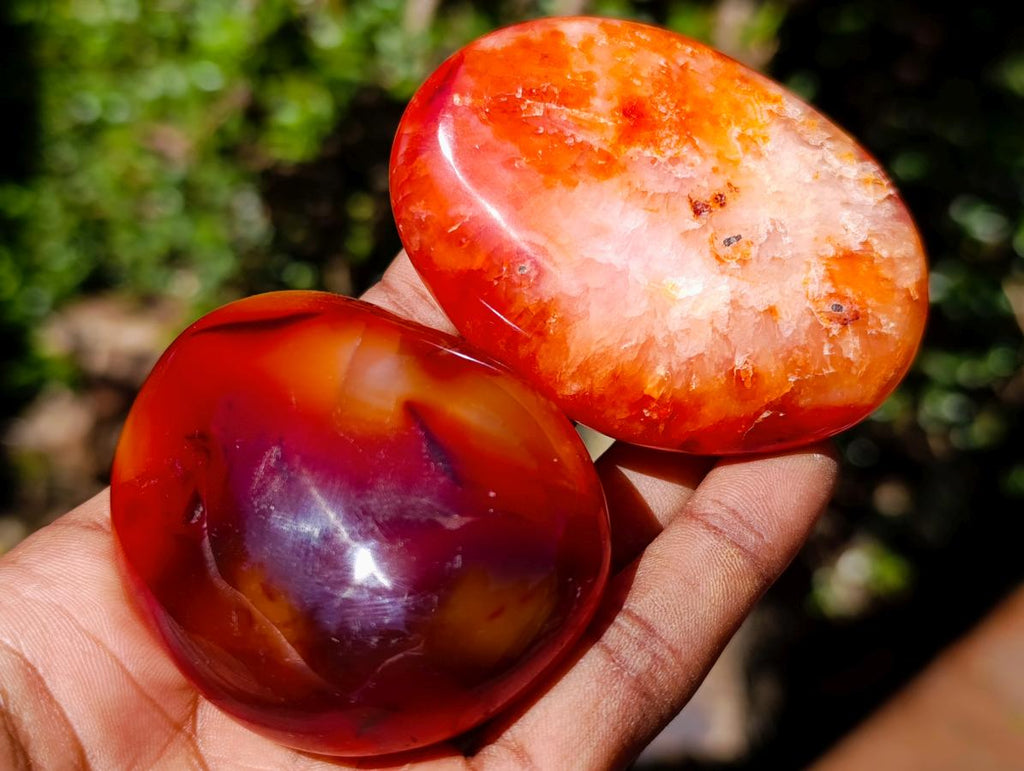 Polished Carnelian Agate Gemstone Galets x 12 From Madagascar - Toprock Gemstones and Minerals 