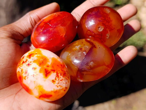 Polished Carnelian Agate Gemstone Galets x 12 From Madagascar - Toprock Gemstones and Minerals 