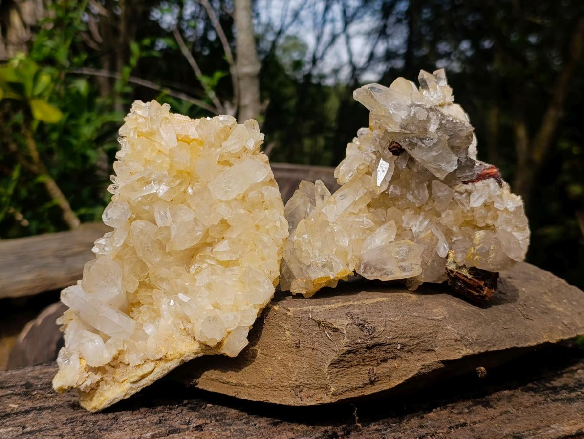 Natural Clear Malagasy Quartz Clusters x 2 From Madagascar - Toprock Gemstones and Minerals 