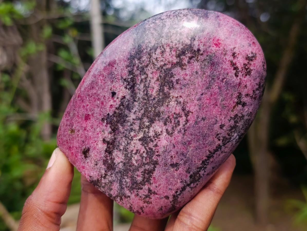 Polished Rhodonite Standing Display Pieces x 2 From Ambindavato, Madagascar - Toprock Gemstones and Minerals 