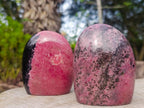 Polished Rhodonite Standing Display Pieces x 2 From Ambindavato, Madagascar - Toprock Gemstones and Minerals 