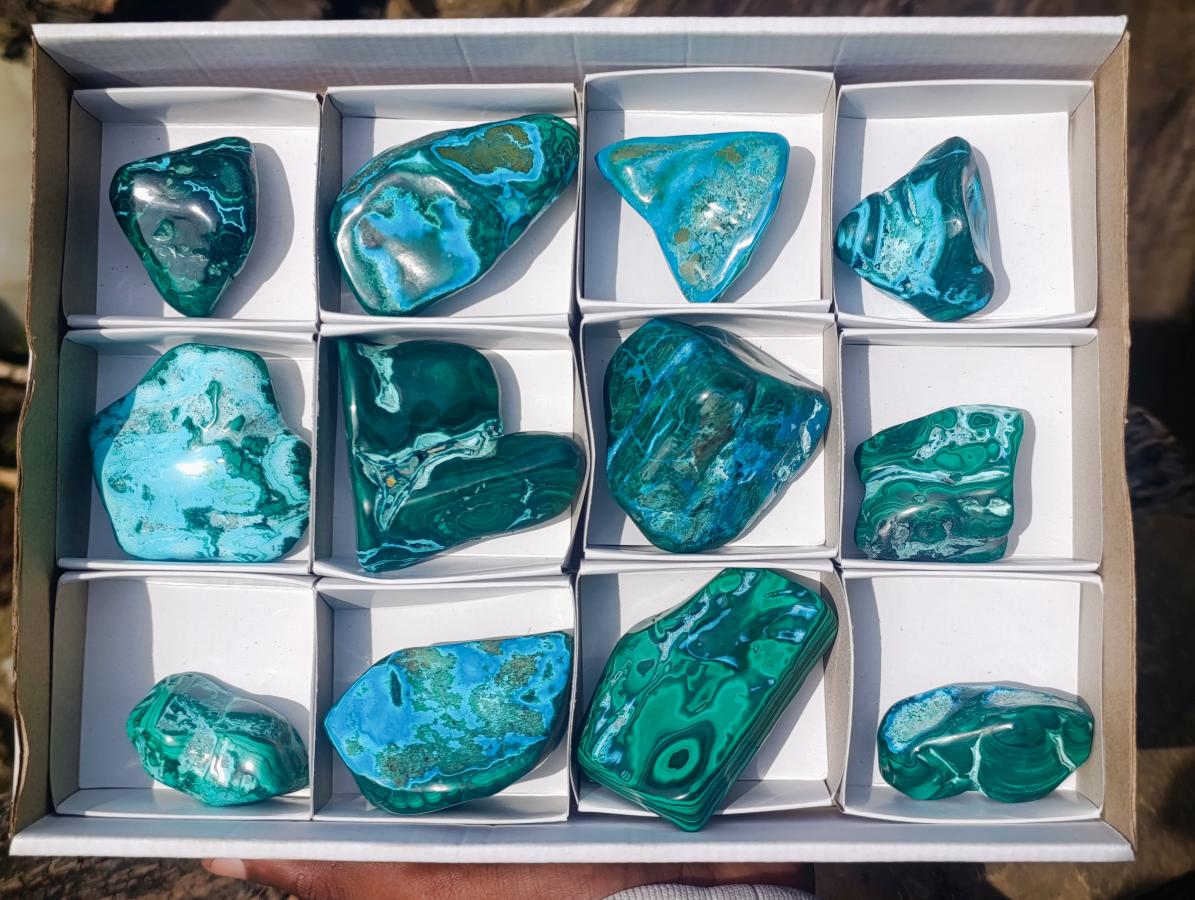 Polished Malacolla Free Forms x 12 From Kulukuluku, Congo - Toprock Gemstones and Minerals 