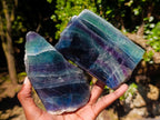 Polished One Side Watermelon Fluorite Pieces x 2 From Uis, Namibia - Toprock Gemstones and Minerals 