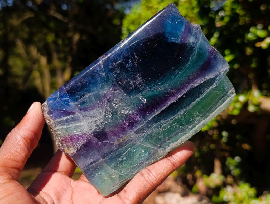 Polished One Side Watermelon Fluorite Pieces x 2 From Uis, Namibia - Toprock Gemstones and Minerals 