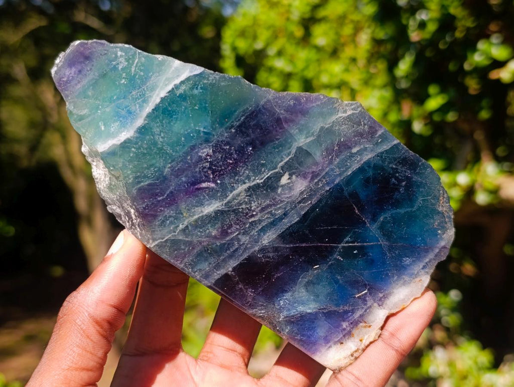 Polished One Side Watermelon Fluorite Pieces x 2 From Uis, Namibia - Toprock Gemstones and Minerals 
