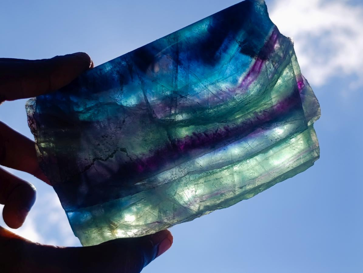 Polished One Side Watermelon Fluorite Pieces x 2 From Uis, Namibia - Toprock Gemstones and Minerals 