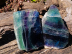 Polished One Side Watermelon Fluorite Pieces x 2 From Uis, Namibia - Toprock Gemstones and Minerals 