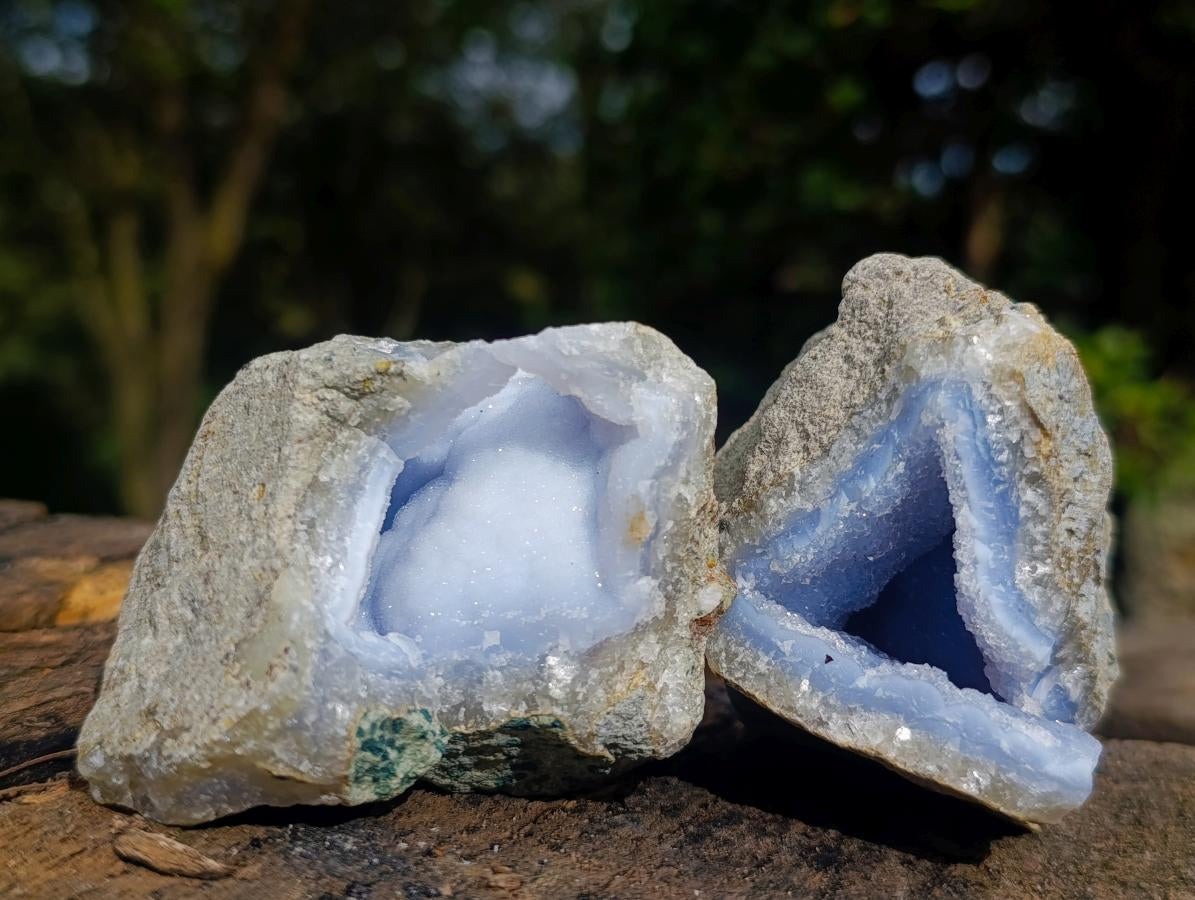 Natural Blue Lace Agate Geode Specimens x 24 From Nsanje, Malawi - Toprock Gemstones and Minerals 