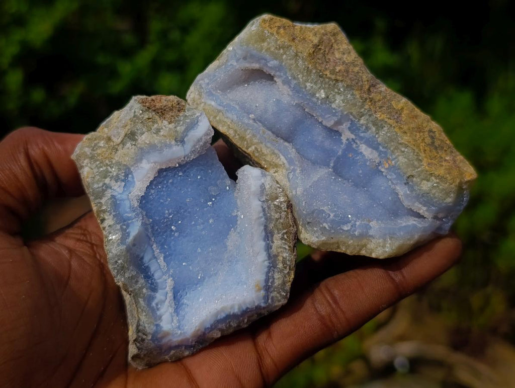 Natural Blue Lace Agate Geode Specimens x 24 From Nsanje, Malawi - Toprock Gemstones and Minerals 