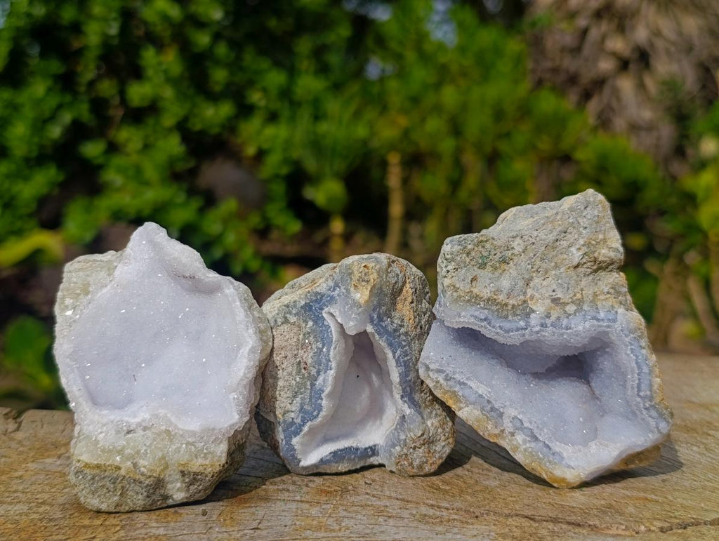 Natural Blue Lace Agate Geode Specimens x 24 From Nsanje, Malawi - Toprock Gemstones and Minerals 