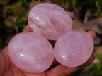Polished Gemmy Rose Quartz Palm Stones x 24 From Madagascar - Toprock Gemstones and Minerals 