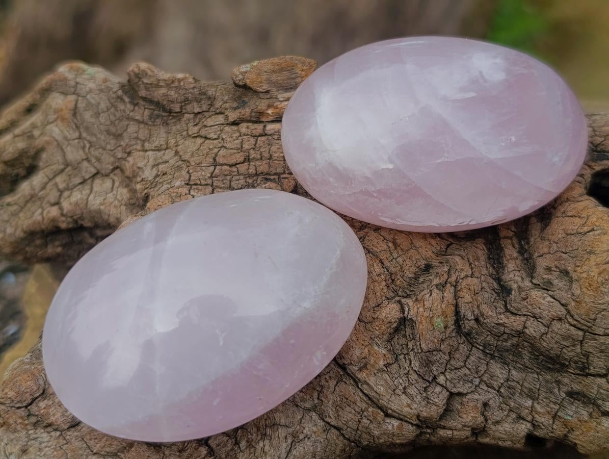 Polished Gemmy Rose Quartz Palm Stones x 24 From Madagascar - Toprock Gemstones and Minerals 