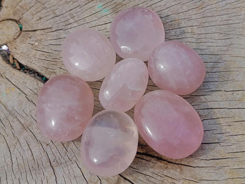 Polished Gemmy Rose Quartz Palm Stones x 24 From Madagascar - Toprock Gemstones and Minerals 