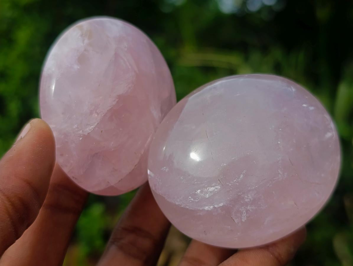 Polished Gemmy Rose Quartz Palm Stones x 24 From Madagascar - Toprock Gemstones and Minerals 