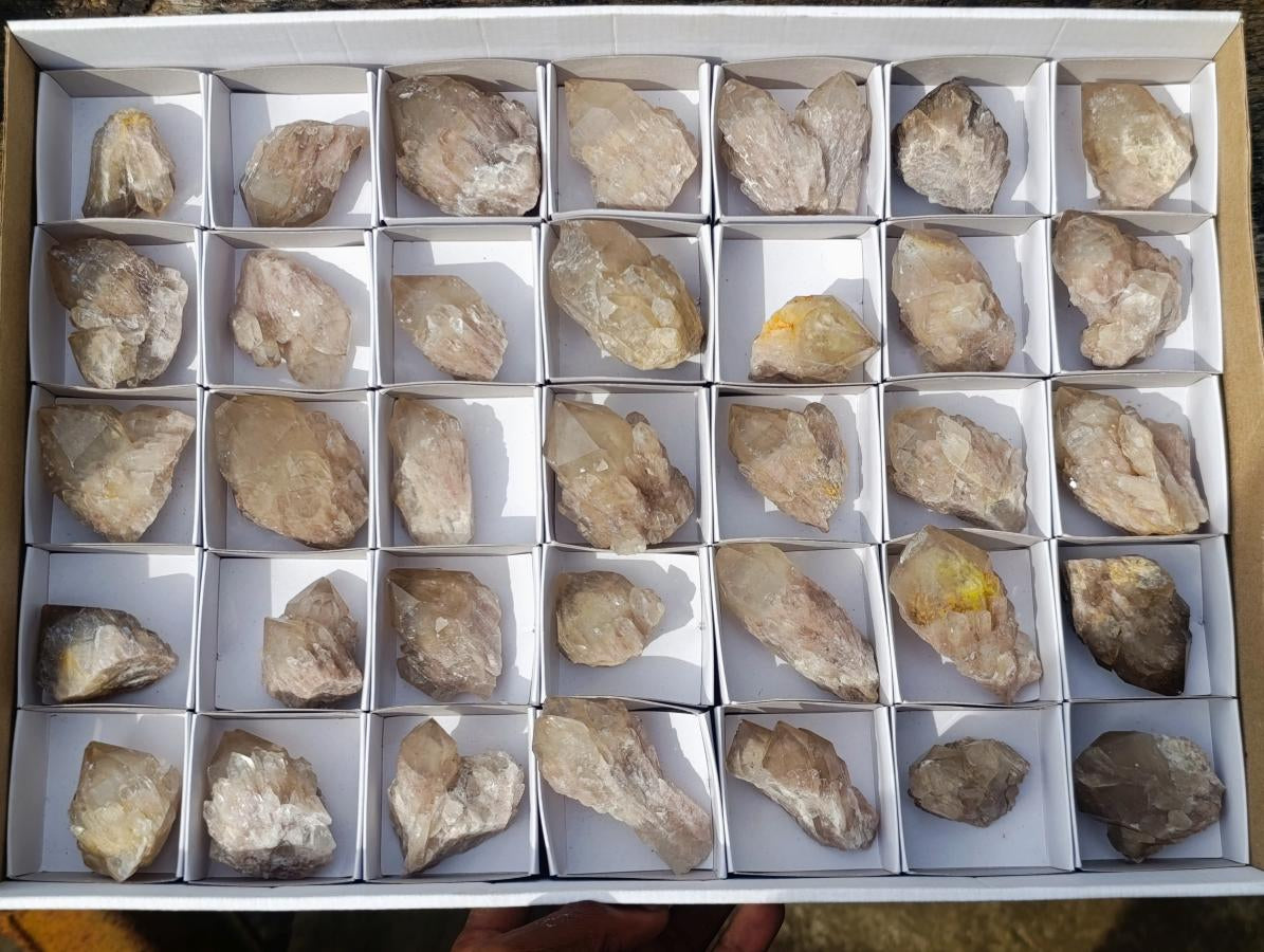 Natural Smokey Phantom Quartz Crystals x 35 From Luena, Congo - Toprock Gemstones and Minerals 