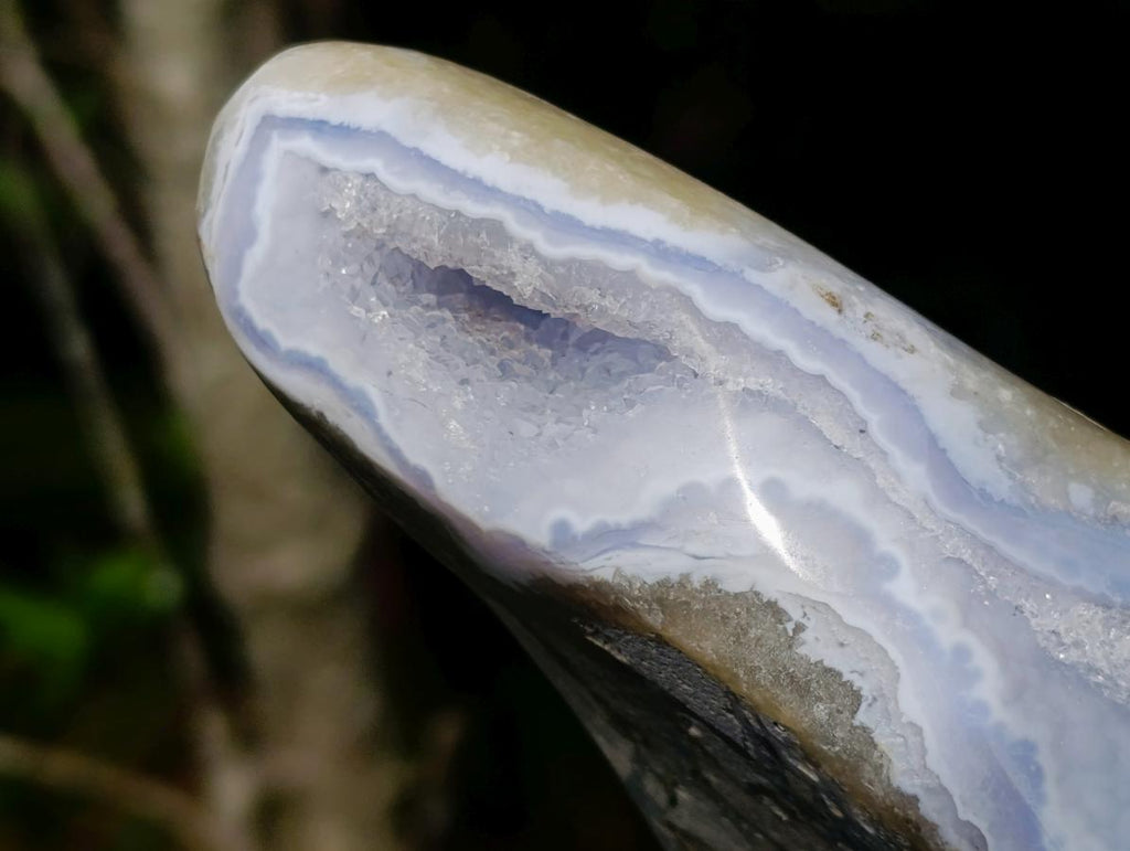 Polished XL Blue Lace Agate Standing Display Piece x 1 From Nsanje, Malawi - Toprock Gemstones and Minerals 