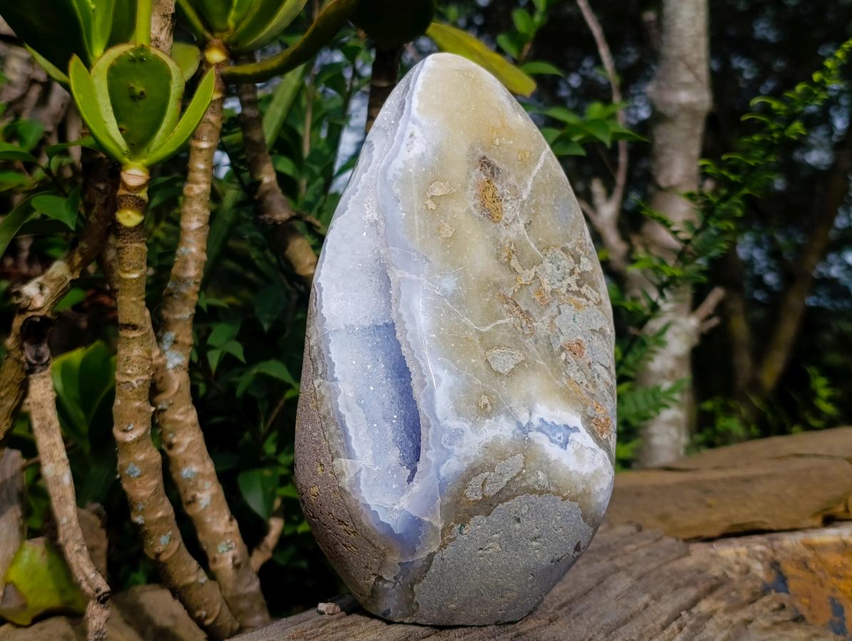 Polished XL Blue Lace Agate Standing Display Piece x 1 From Nsanje, Malawi - Toprock Gemstones and Minerals 