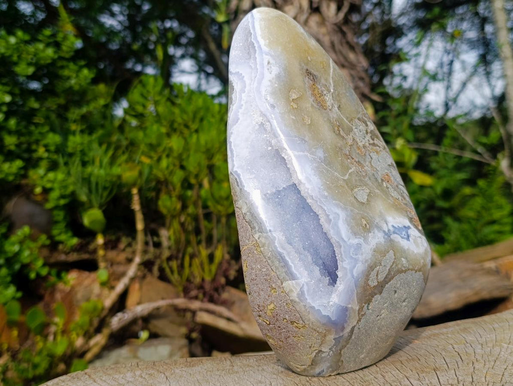 Polished XL Blue Lace Agate Standing Display Piece x 1 From Nsanje, Malawi - Toprock Gemstones and Minerals 