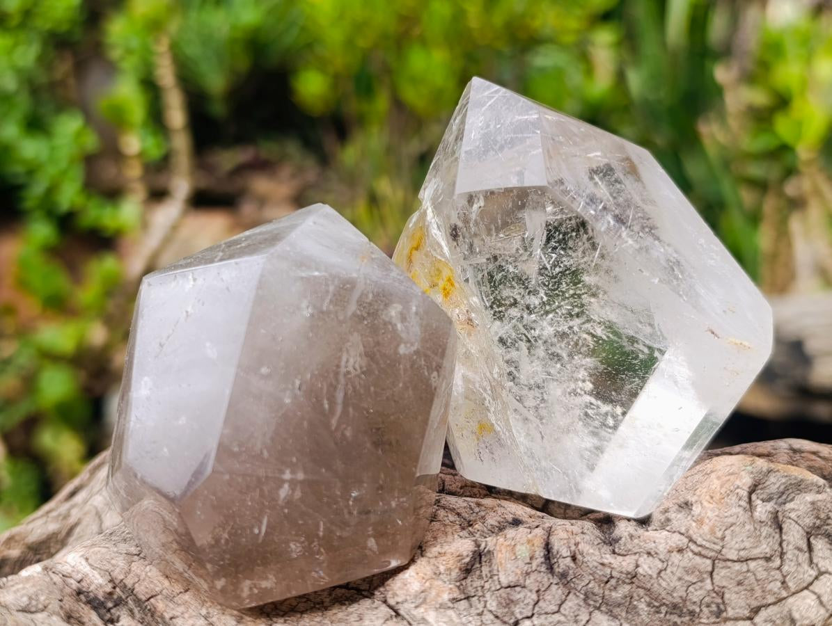 Polished Mixed Quartz Crystals with Enhydro x 6 From Madagascar - Toprock Gemstones and Minerals 