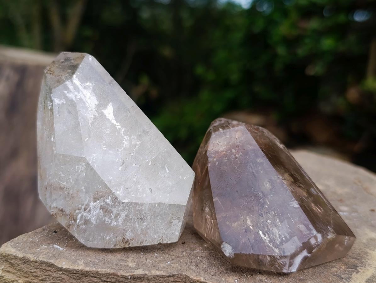 Polished Mixed Quartz Crystals with Enhydro x 6 From Madagascar - Toprock Gemstones and Minerals 