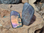 Polished Rare Purple Sunset Flash Labradorite Standing Display Pieces x 3 From Madagascar - Toprock Gemstones and Minerals 