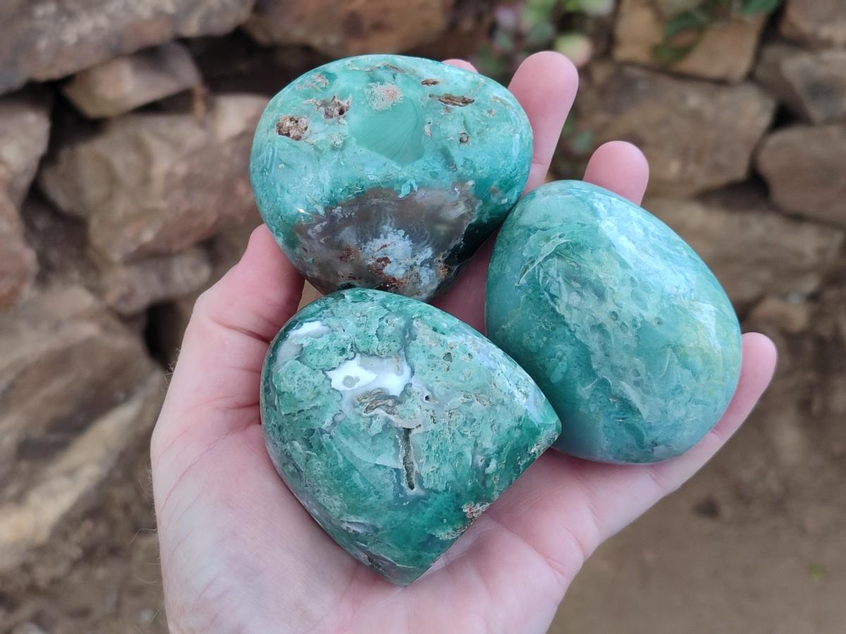 Polished Chrysoprase Mtorolite Chrysoprase Free Forms x 6 From Mutorashanga, Zimbabwe - Toprock Gemstones and Minerals 