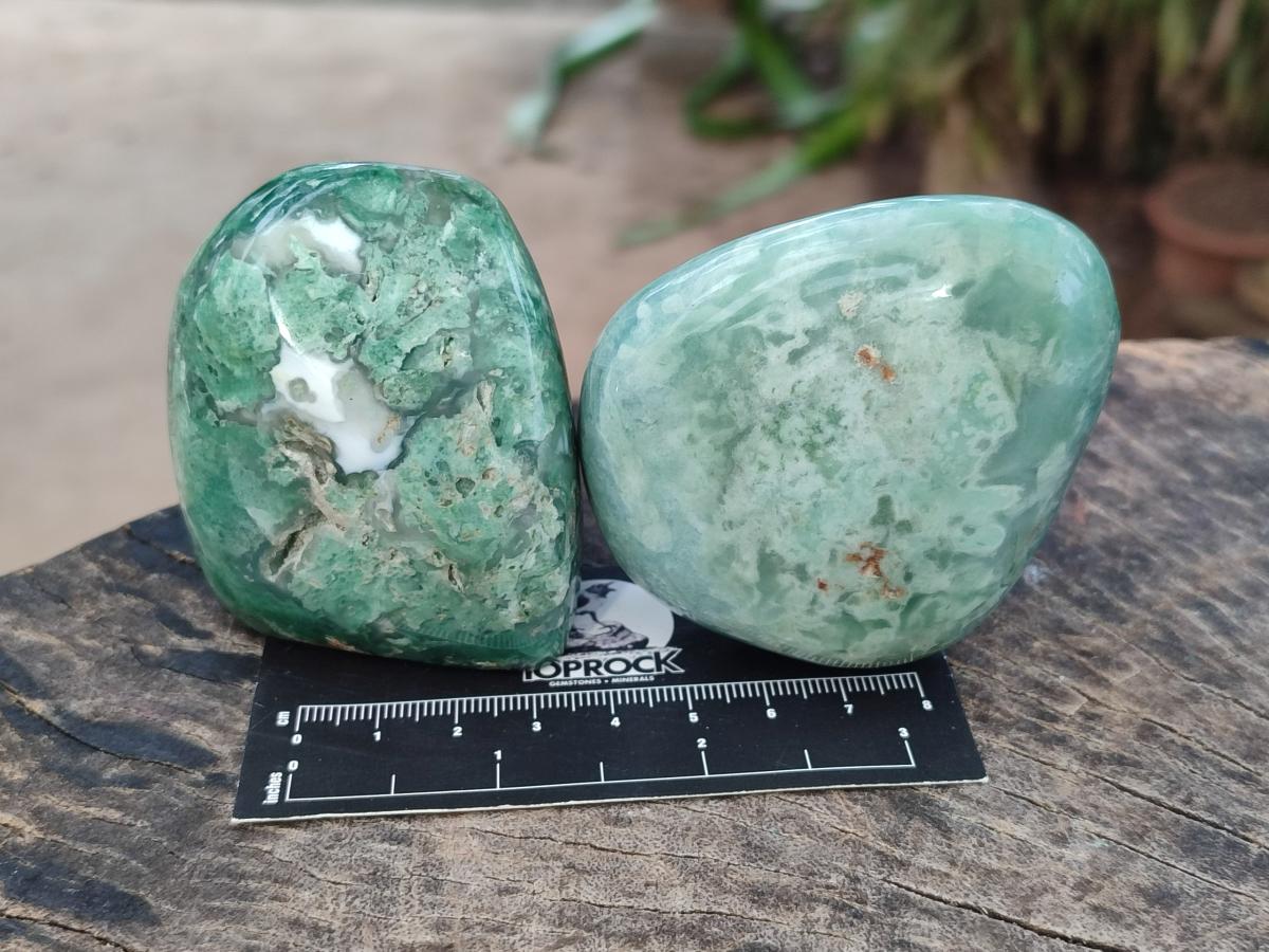 Polished Chrysoprase Mtorolite Chrysoprase Free Forms x 6 From Mutorashanga, Zimbabwe - Toprock Gemstones and Minerals 