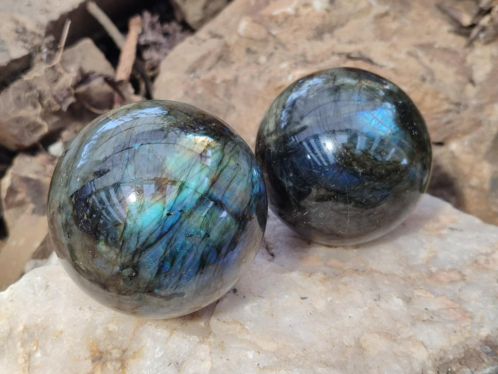 Polished Labradorite Spheres x 6 From Madagascar - Toprock Gemstones and Minerals 