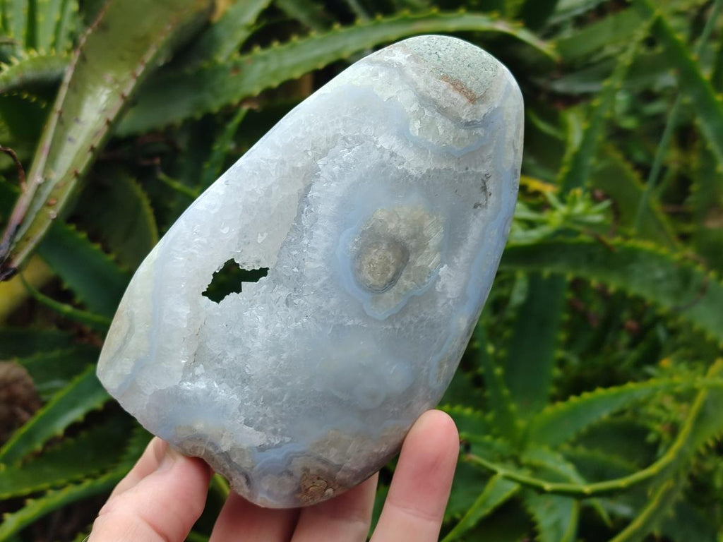 Polished Blue Lace Agate Standing Display Pieces x 2 From Nsanje, Malawi - Toprock Gemstones and Minerals 