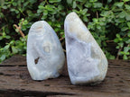 Polished Blue Lace Agate Standing Display Pieces x 2 From Nsanje, Malawi - Toprock Gemstones and Minerals 