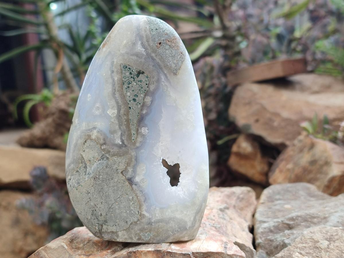 Polished Blue Lace Agate Standing Display Pieces x 2 From Nsanje, Malawi - Toprock Gemstones and Minerals 