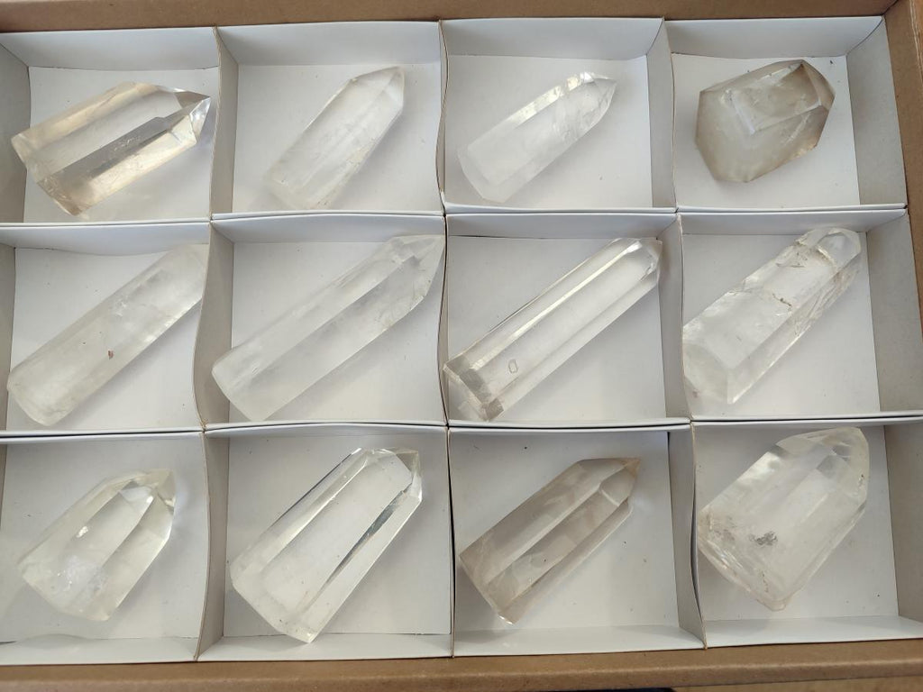 Polished Clear Quartz Display Crystals x 12 From Madagascar - Toprock Gemstones and Minerals 