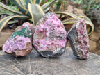 Natural Salrose Cobaltoan Dolomite Specimens with Crystalline Malachite Crystals x 3 From Kakanda, Congo - Toprock Gemstones and Minerals 