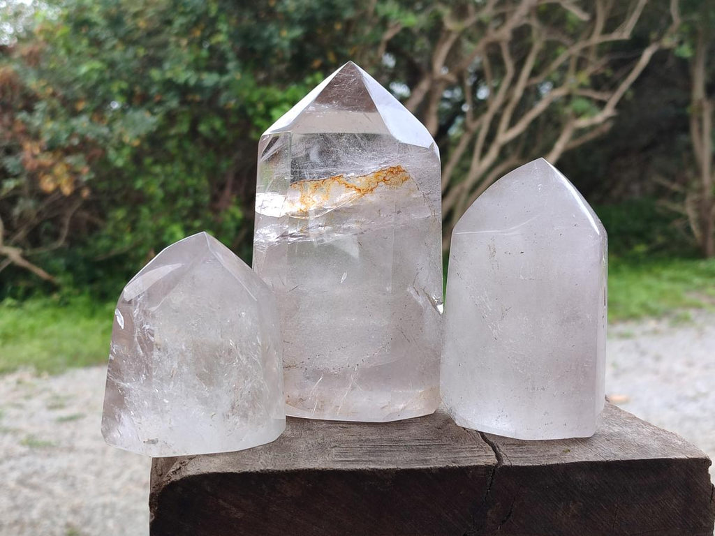 Polished Quartz Display Crystals x 3 From Madagascar - Toprock Gemstones and Minerals 