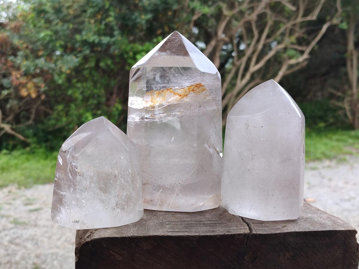 Polished Quartz Display Crystals x 3 From Madagascar - Toprock Gemstones and Minerals 