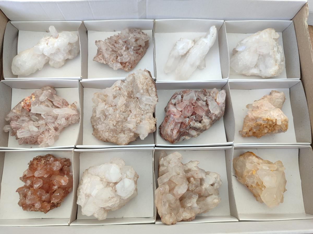 Natural Malagasy Quartz Clusters x 12 From Madagascar - Toprock Gemstones and Minerals 