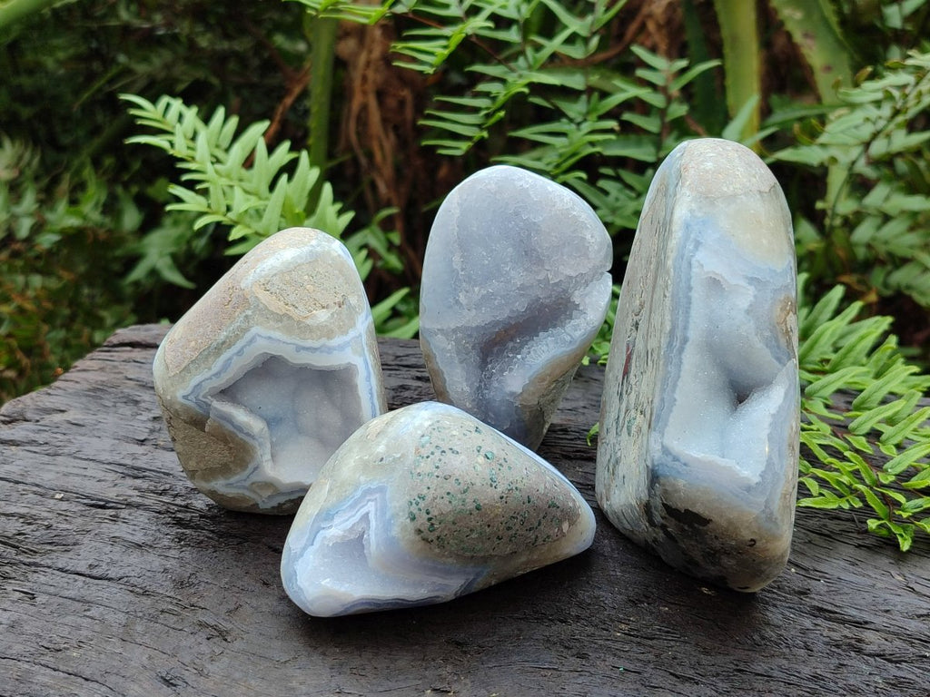 Polished Blue Lace Agate Standing Display Pieces x 4 From Nsanje, Malawi - Toprock Gemstones and Minerals 