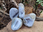 Polished Blue Lace Agate Standing Display Pieces x 4 From Nsanje, Malawi - Toprock Gemstones and Minerals 