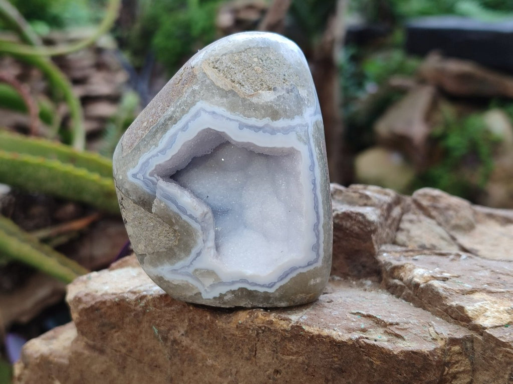 Polished Blue Lace Agate Standing Display Pieces x 4 From Nsanje, Malawi - Toprock Gemstones and Minerals 