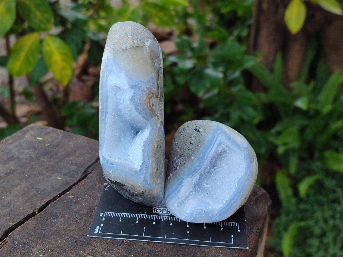 Polished Blue Lace Agate Standing Display Pieces x 4 From Nsanje, Malawi - Toprock Gemstones and Minerals 