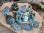 Polished One Side Labradorite Slices x 24 From Madagascar - Toprock Gemstones and Minerals 
