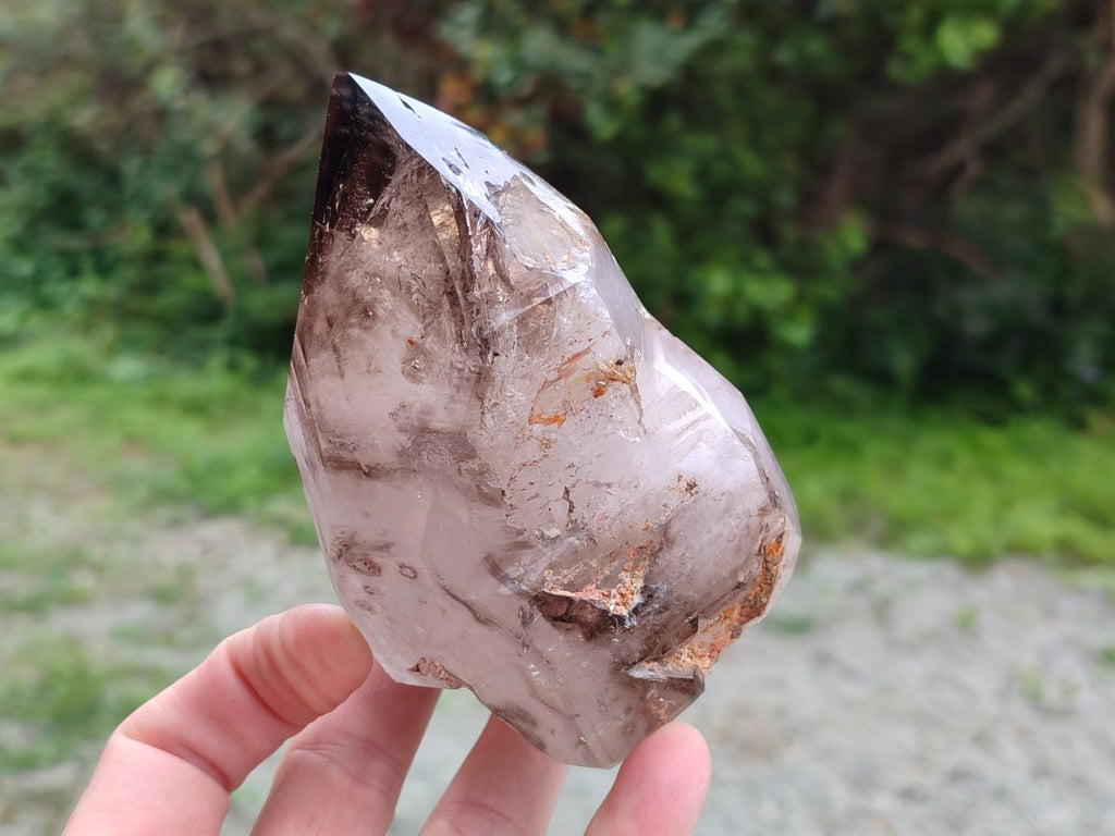 Polished Dark Morion Smokey Quartz and Smokey Window Crystals x 2 From Madagascar - Toprock Gemstones and Minerals 