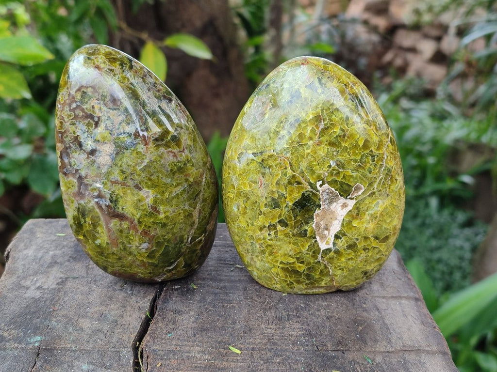 Polished Green Opal Standing Display Pieces x 3 From Betroka, Madagascar - Toprock Gemstones and Minerals 