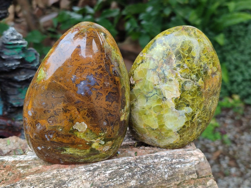 Polished Green Opal Standing Display Pieces x 3 From Betroka, Madagascar - Toprock Gemstones and Minerals 