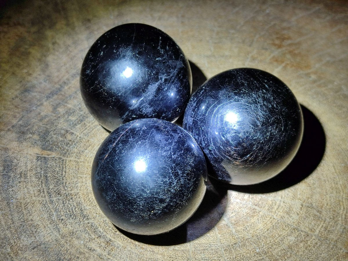 Polished Black Basalt Spheres x 6 From Madagascar - Toprock Gemstones and Minerals 