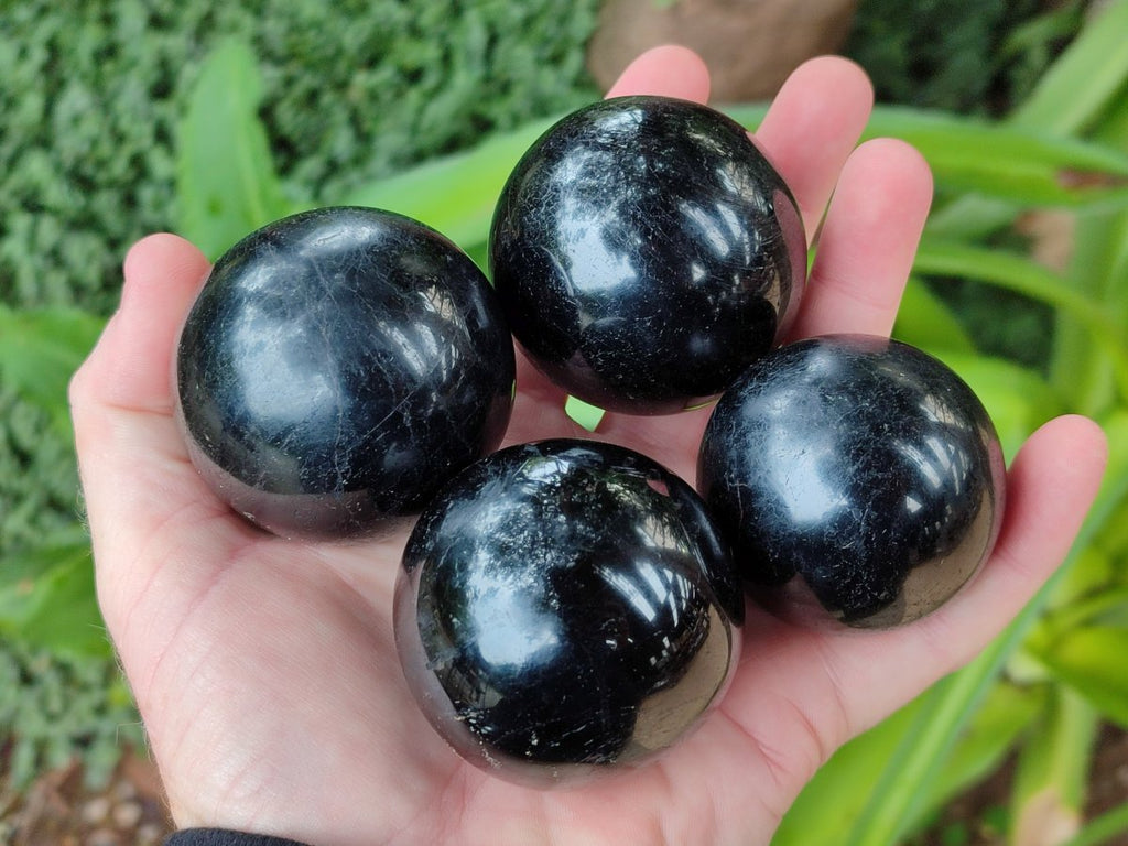Polished Black Basalt Spheres x 6 From Madagascar - Toprock Gemstones and Minerals 