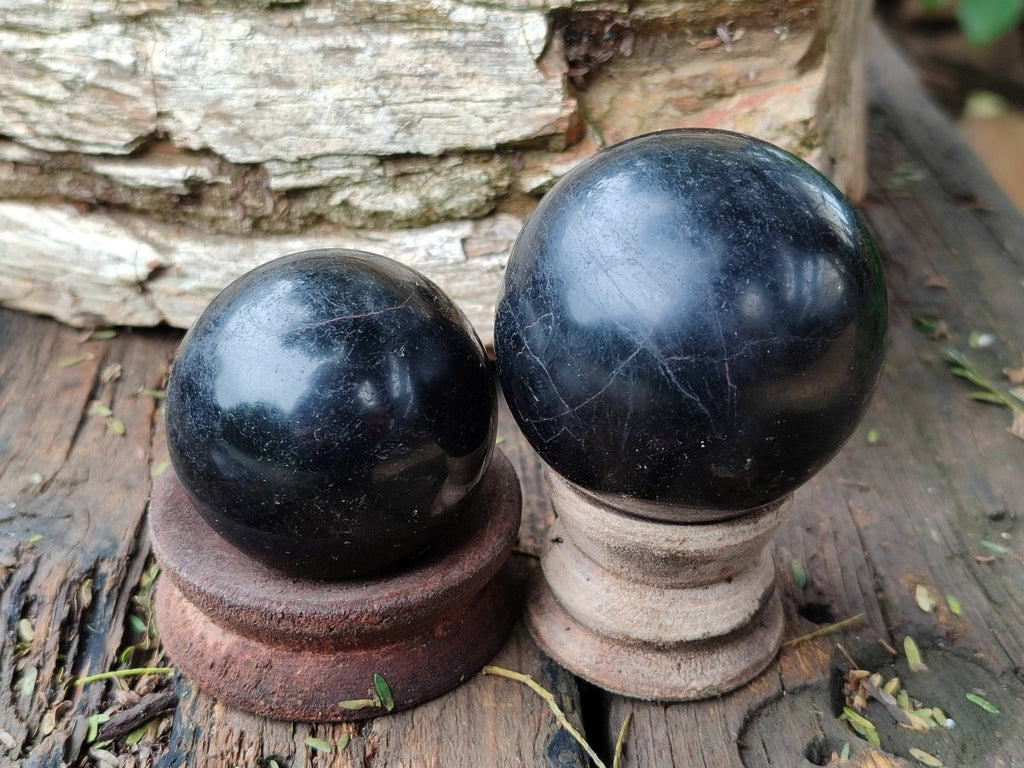 Polished Black Basalt Spheres x 6 From Madagascar - Toprock Gemstones and Minerals 
