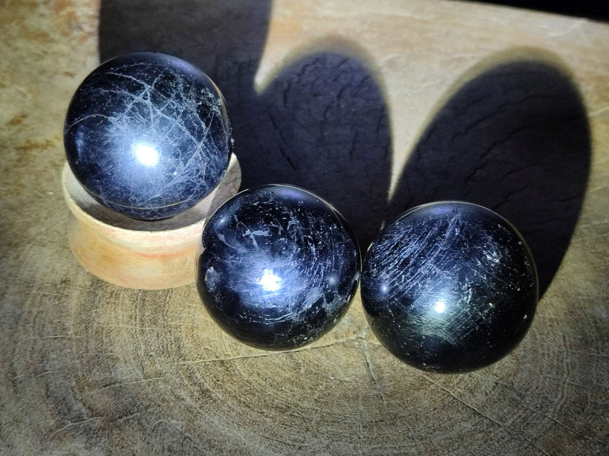 Polished Black Basalt Spheres x 6 From Madagascar - Toprock Gemstones and Minerals 